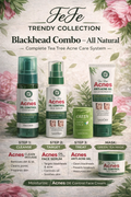 🌿 Tea Tree Blackhead Combo (Complete Skin Care Set)
Deep cleanse. Clear pores. Smooth glowing skin.
Our Tea Tree Blackhead Combo is a powerful 4-step skincare system designed to remove blackheads, control oil, and prevent breakouts while keeping.